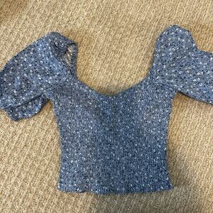 Abercrombie & Fitch Blue Floral Puff Sleeve Blouse